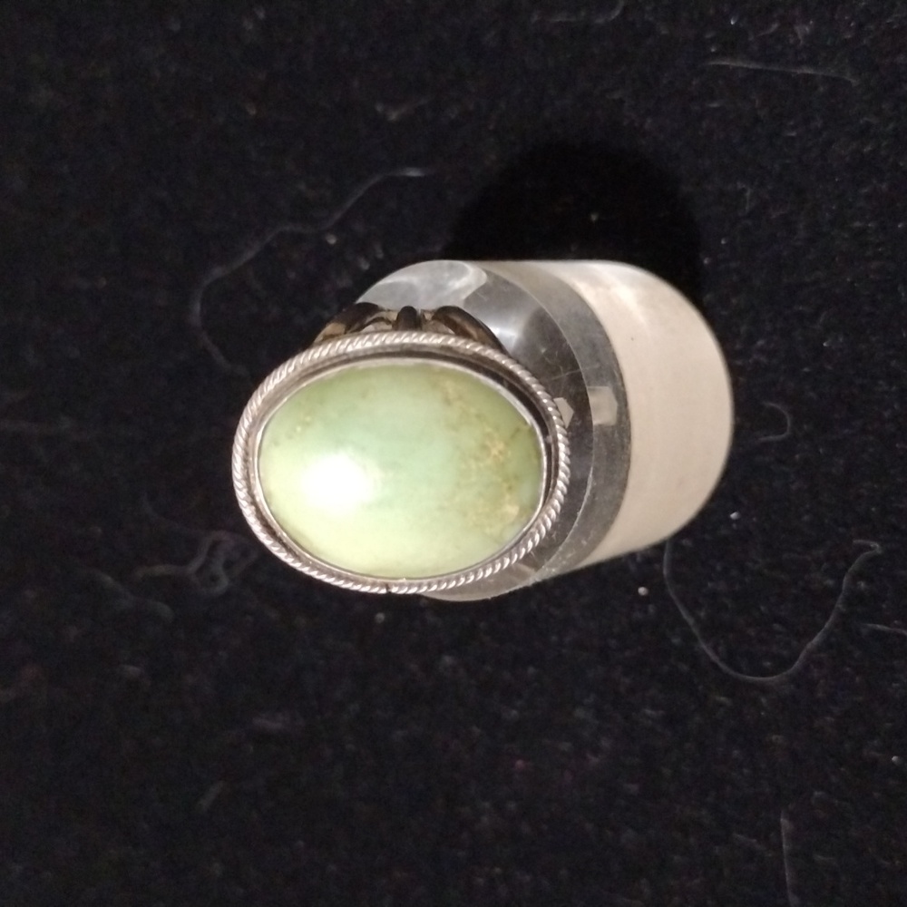 Vintage Southwestern style silver & green turquoise ring size 7